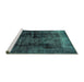 Sideview of Machine Washable Persian Turquoise Bohemian Area Rugs, wshabs2075turq