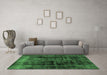 Machine Washable Persian Emerald Green Bohemian Area Rugs in a Living Room,, wshabs2075emgrn