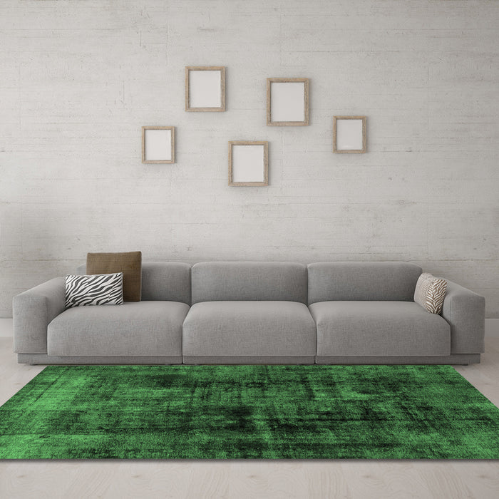 Machine Washable Persian Emerald Green Bohemian Area Rugs in a Living Room,, wshabs2075emgrn