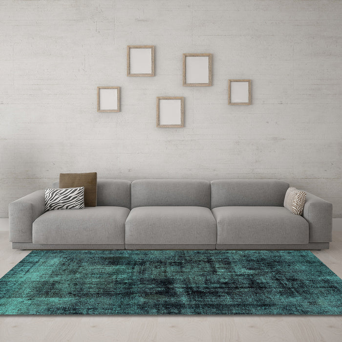 Machine Washable Persian Turquoise Bohemian Area Rugs in a Living Room,, wshabs2075turq