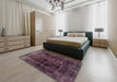 Abstract Mauve Taupe Purple Persian Rug in a Bedroom, abs2075