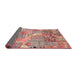 Sideview of Abstract Dark Salmon Pink Patchwork Rug, abs2076