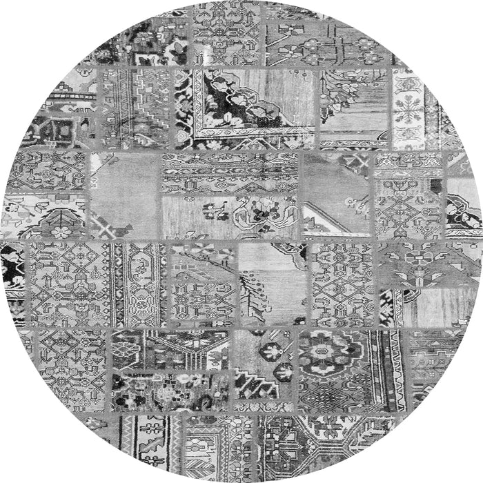 Round Patchwork Gray Transitional Rug, abs2076gry