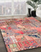 Machine Washable Abstract Dark Salmon Pink Rug in a Family Room, wshabs2076