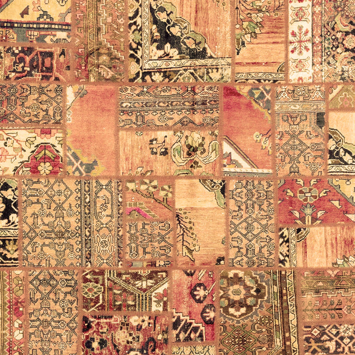 Machine Washable Patchwork Brown Transitional Rug, wshabs2076brn