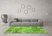 Machine Washable Patchwork Green Transitional Area Rugs in a Living Room,, wshabs2076grn