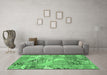 Machine Washable Patchwork Emerald Green Transitional Area Rugs in a Living Room,, wshabs2076emgrn
