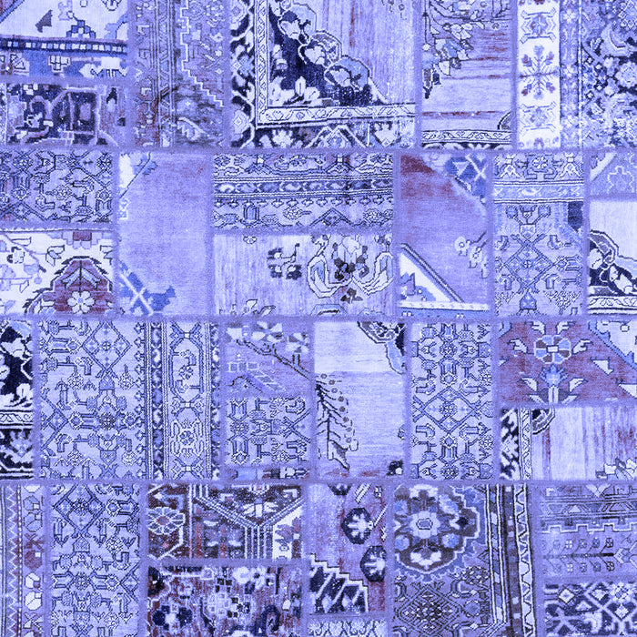 Machine Washable Patchwork Blue Transitional Rug, wshabs2076blu