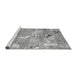 Sideview of Machine Washable Patchwork Gray Transitional Rug, wshabs2076gry