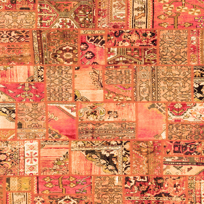Square Machine Washable Patchwork Orange Transitional Area Rugs, wshabs2076org