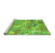 Sideview of Machine Washable Patchwork Green Transitional Area Rugs, wshabs2076grn