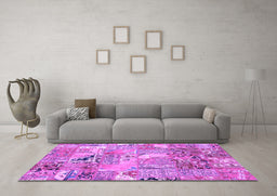 Machine Washable Patchwork Purple Transitional Area Rugs in a Living Room, wshabs2076pur