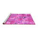 Sideview of Machine Washable Patchwork Pink Transitional Rug, wshabs2076pnk