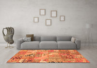 Machine Washable Patchwork Orange Transitional Rug, wshabs2076org