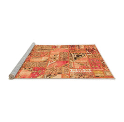 Sideview of Machine Washable Patchwork Orange Transitional Area Rugs, wshabs2076org