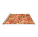 Sideview of Machine Washable Patchwork Orange Transitional Area Rugs, wshabs2076org