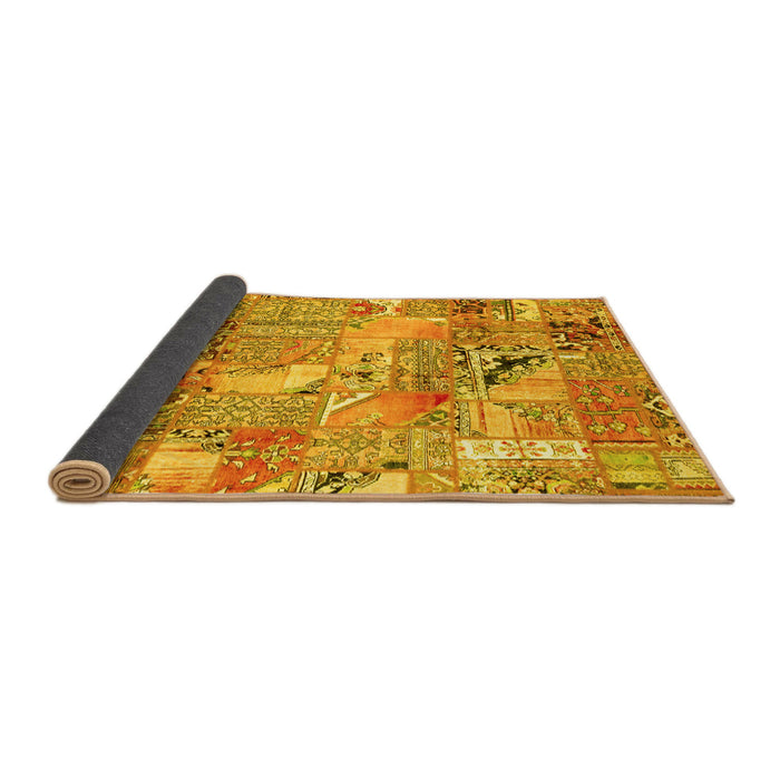 Sideview of Patchwork Yellow Transitional Rug, abs2076yw