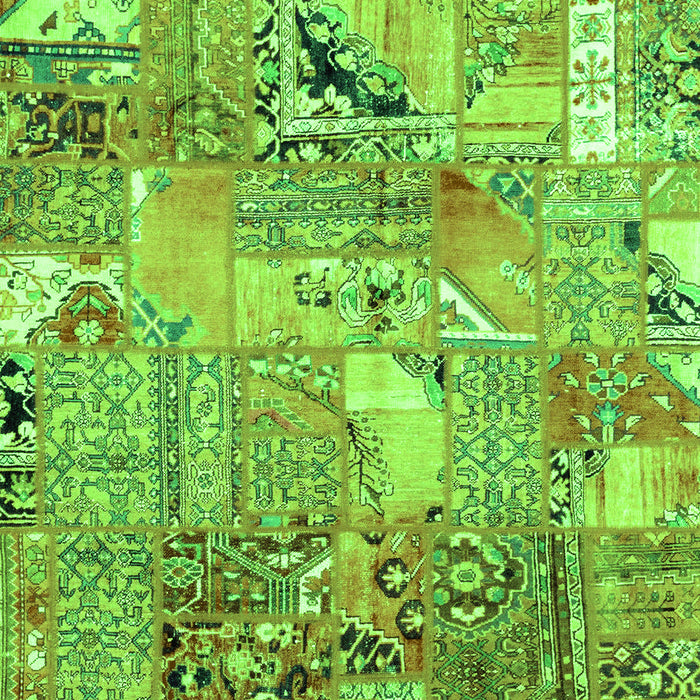 Machine Washable Patchwork Green Transitional Area Rugs, wshabs2076grn