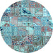 Round Patchwork Light Blue Transitional Rug, abs2076lblu