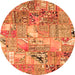 Round Machine Washable Patchwork Orange Transitional Area Rugs, wshabs2076org