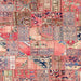 Square Abstract Dark Salmon Pink Patchwork Rug, abs2076