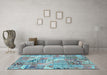 Machine Washable Patchwork Light Blue Transitional Rug in a Living Room, wshabs2076lblu