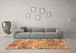 Machine Washable Patchwork Brown Transitional Rug in a Living Room,, wshabs2076brn