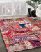 Machine Washable Abstract Dark Salmon Pink Rug in a Family Room, wshabs2077