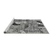 Sideview of Machine Washable Patchwork Gray Transitional Rug, wshabs2077gry