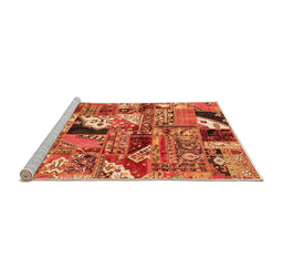 Sideview of Machine Washable Patchwork Orange Transitional Area Rugs, wshabs2077org