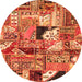 Round Patchwork Orange Transitional Rug, abs2077org