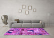 Machine Washable Patchwork Purple Transitional Area Rugs in a Living Room, wshabs2077pur