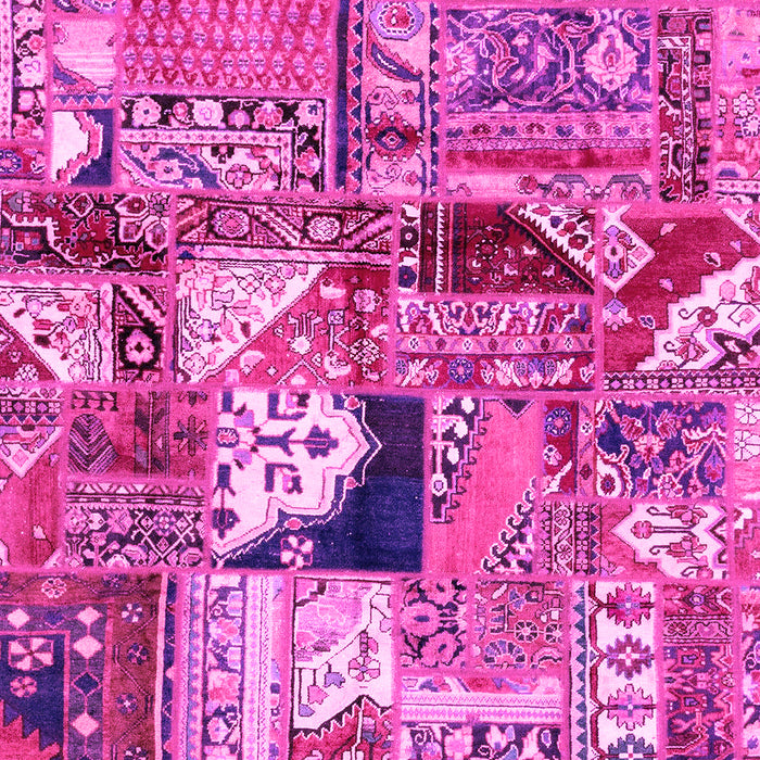 Machine Washable Patchwork Pink Transitional Rug, wshabs2077pnk