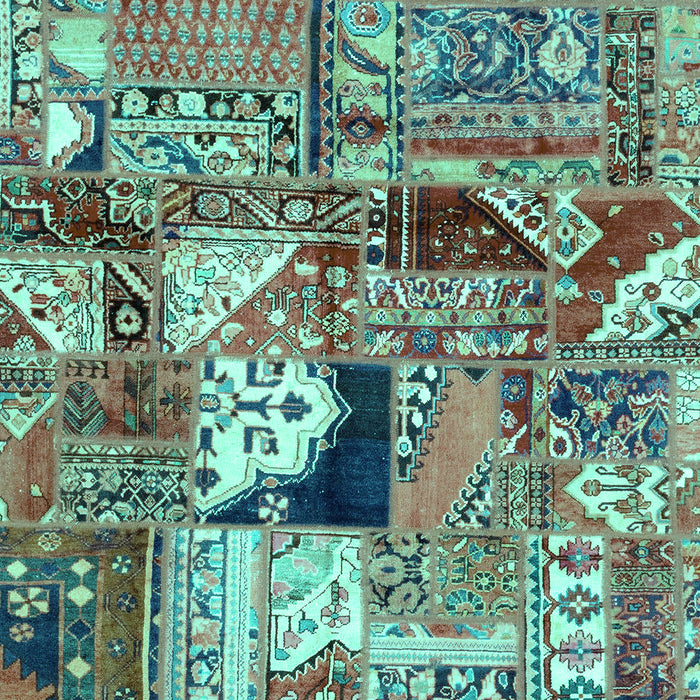 Patchwork Turquoise Transitional Rug, abs2077turq