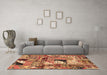 Machine Washable Patchwork Brown Transitional Rug in a Living Room,, wshabs2077brn