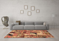 Machine Washable Patchwork Brown Transitional Rug, wshabs2077brn