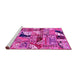 Sideview of Machine Washable Patchwork Pink Transitional Rug, wshabs2077pnk