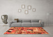 Machine Washable Patchwork Orange Transitional Area Rugs in a Living Room, wshabs2077org