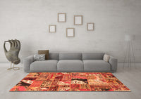 Machine Washable Patchwork Orange Transitional Rug, wshabs2077org