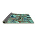 Sideview of Patchwork Turquoise Transitional Rug, abs2077turq