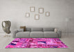 Machine Washable Patchwork Pink Transitional Rug in a Living Room, wshabs2077pnk