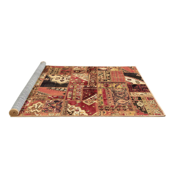 Sideview of Machine Washable Patchwork Brown Transitional Rug, wshabs2077brn