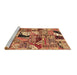 Sideview of Machine Washable Patchwork Brown Transitional Rug, wshabs2077brn