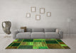 Machine Washable Patchwork Green Transitional Area Rugs in a Living Room,, wshabs2078grn