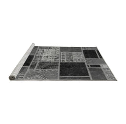 Sideview of Machine Washable Patchwork Gray Transitional Rug, wshabs2078gry