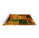 Sideview of Machine Washable Patchwork Yellow Transitional Rug, wshabs2078yw