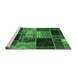 Sideview of Machine Washable Patchwork Emerald Green Transitional Area Rugs, wshabs2078emgrn
