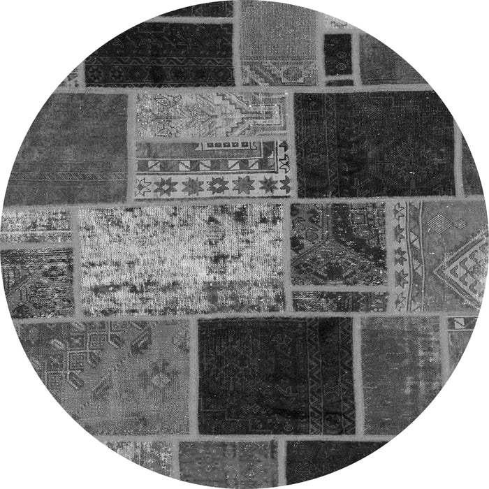 Round Machine Washable Patchwork Gray Transitional Rug, wshabs2078gry