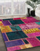 Abstract Mauve Taupe Purple Patchwork Rug in Family Room, abs2078