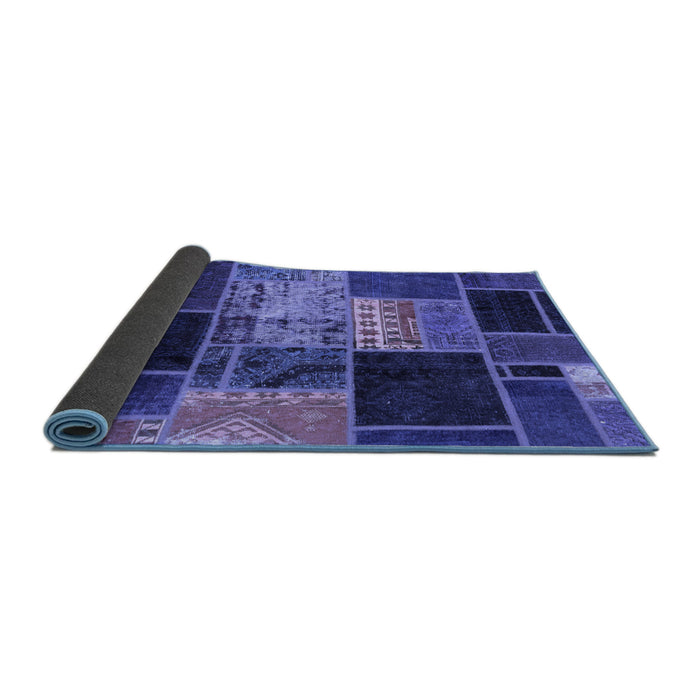 Sideview of Patchwork Blue Transitional Rug, abs2078blu